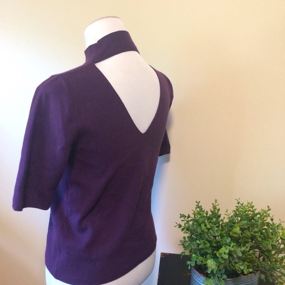 Ann Taylor Mock Neck V- Back Sweater <S>